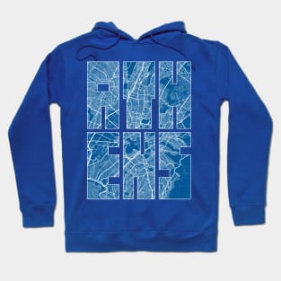 Athens, Greece Map Typography - Blueprint Hoodie